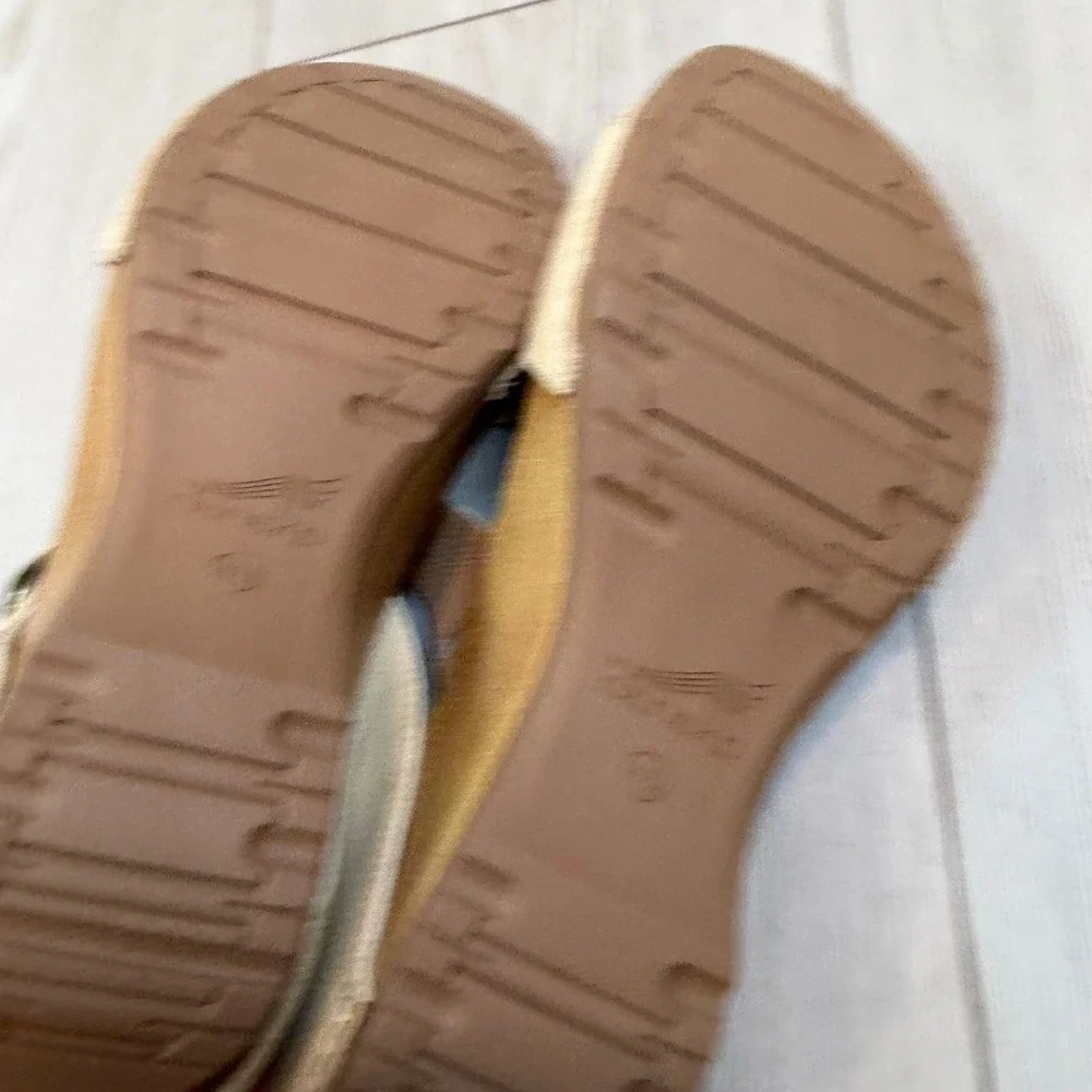 NEW Dansko Tanya Milled Burnished Linen Leather Wedge Sandals Cream 40 US 10